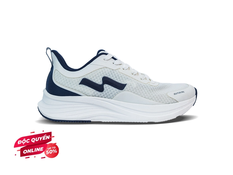 [NÂNG LÊN 1 SIZE] Giày Thể Thao Nam Nữ Aviwin Nimbus Stride White/Blue NB01