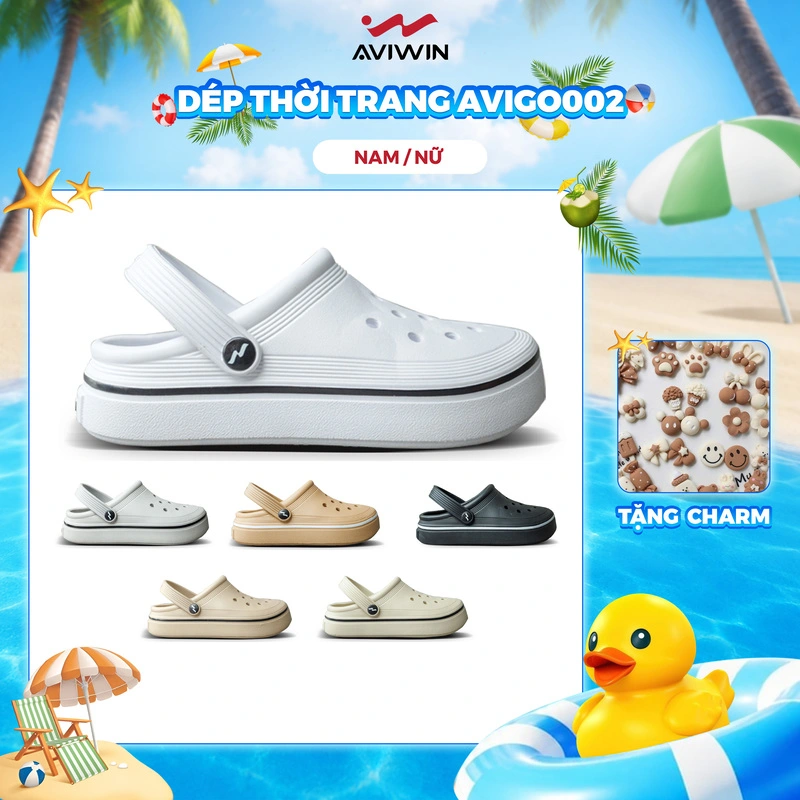  Dép Sục Nam Nữ Aviwin Avigo002 - TẶNG KÈM 12 CHARM