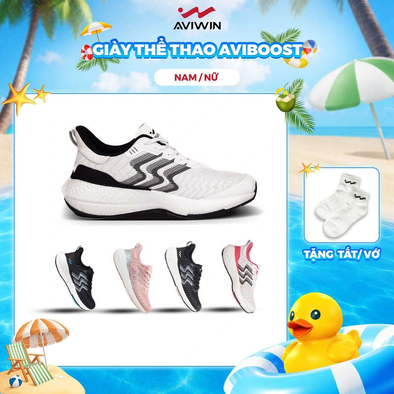  Giày Thể Thao Nam Aviwin Aviboost White/Black AVB001