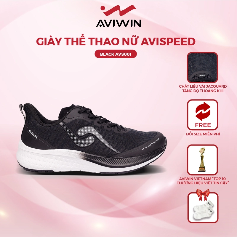  Giày Thể Thao Nam Aviwin Avispeed Black AVS001