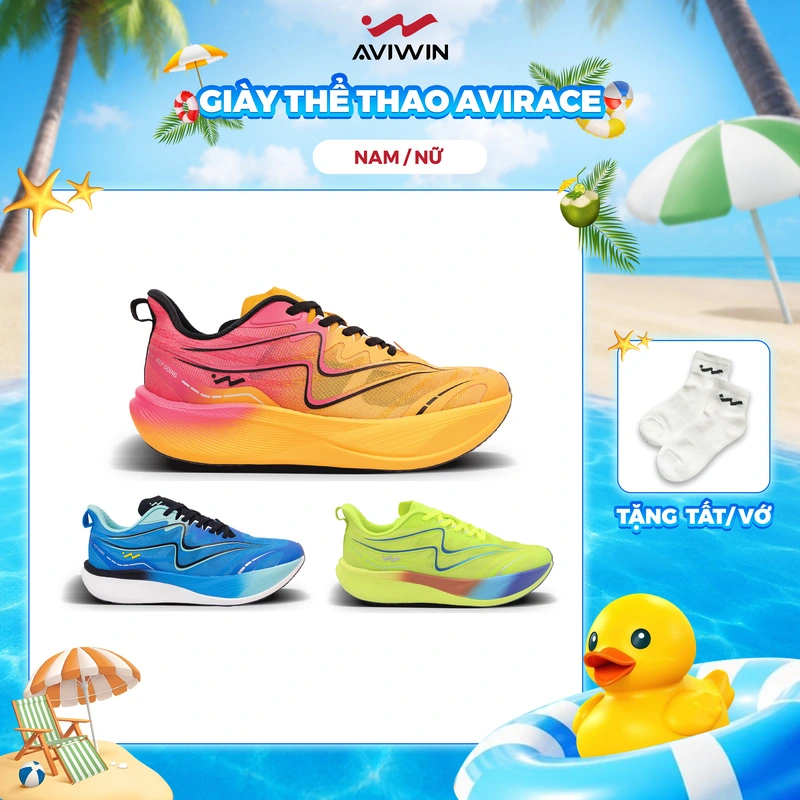   Giày Thể Thao Chạy Bộ Nam Aviwin Avirace Half Carbon Neon Waves